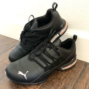 Puma Black and Pink Riaze Prowl Workout Sneaker Running Shoe